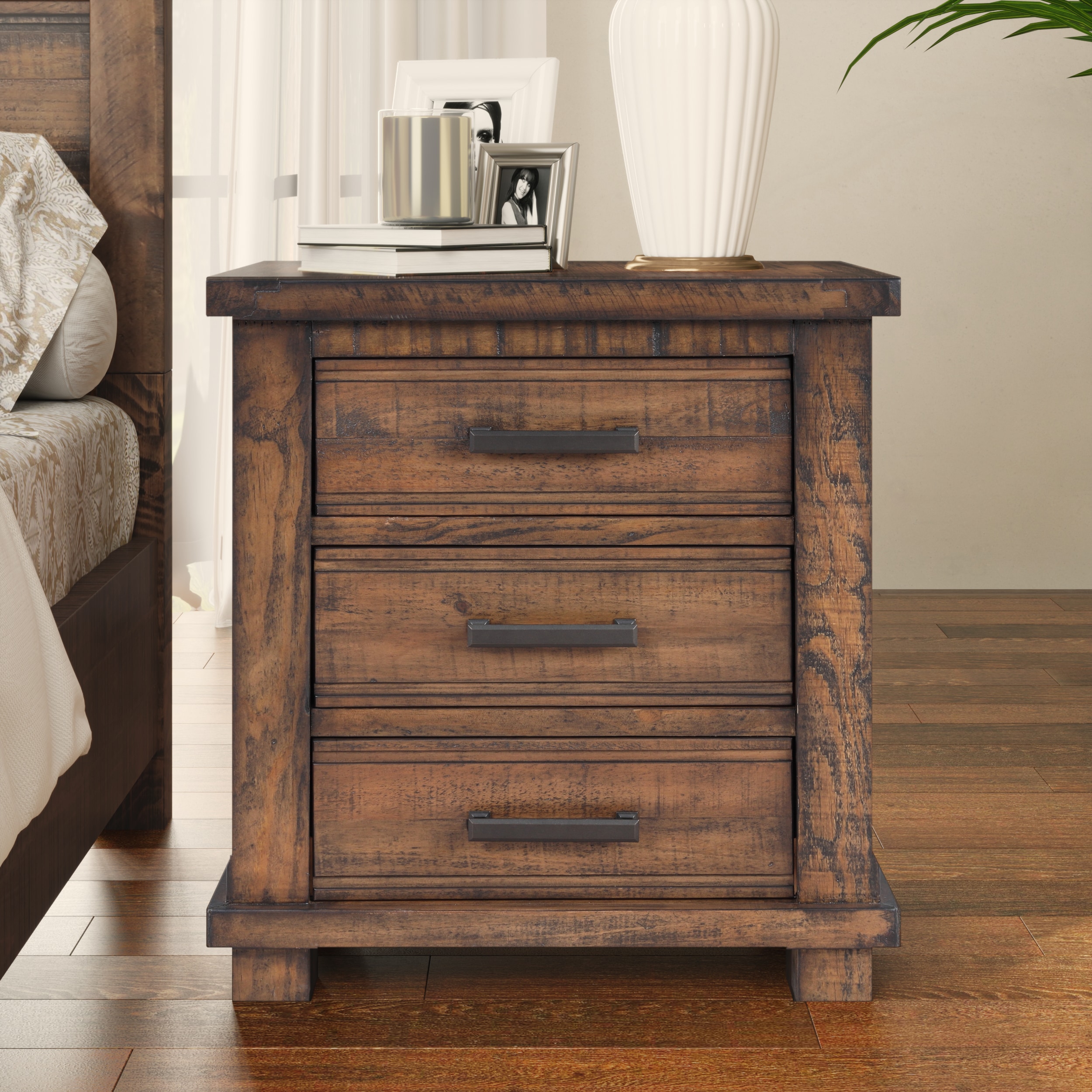 JIMSMAISON JMBBNS12NT Natural Pine Nightstand
