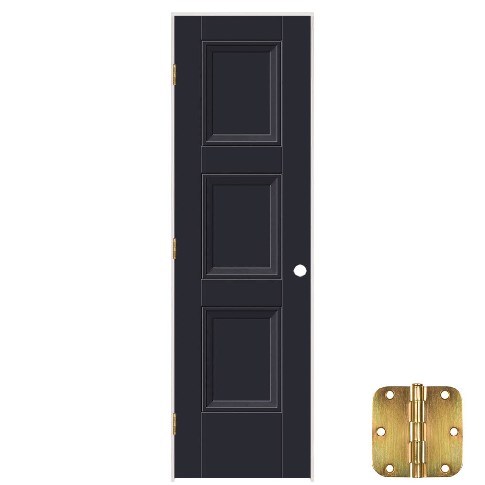 Masonite 641366 24-in x 80-in Midnight Solid core 3-panel equal Right hand Smooth Prefinished Molded composite Flat Jamb Single Prehung Interior Door