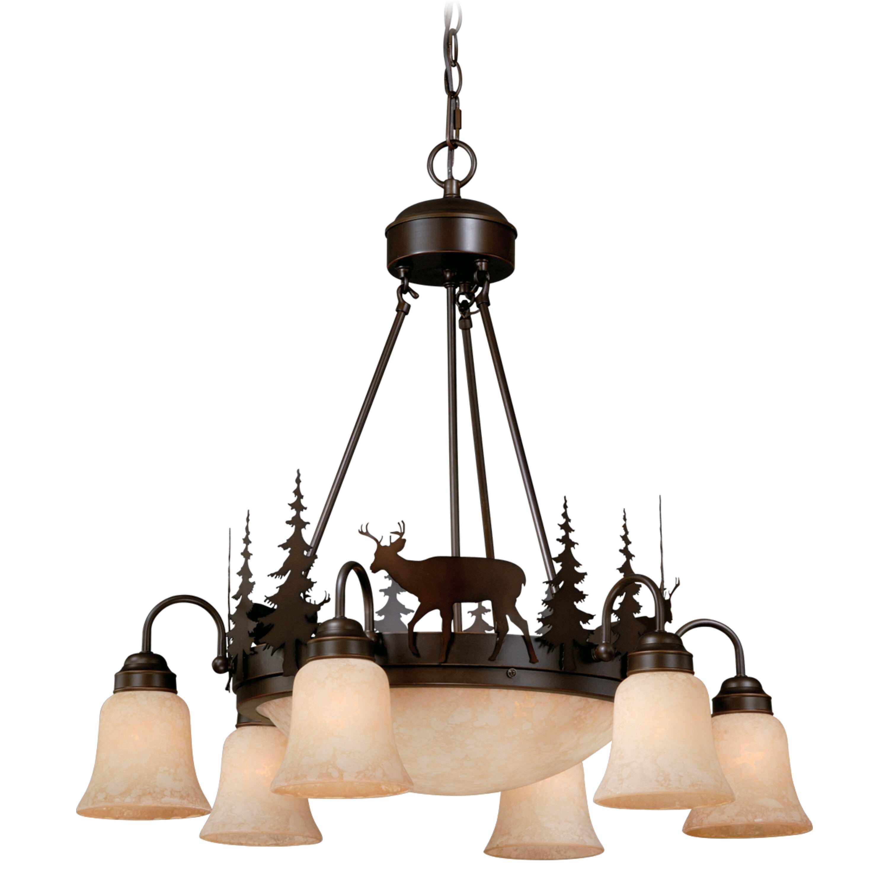 Rustic Deer Silhouette 9-Light Chandelier in Burnished Bronze
