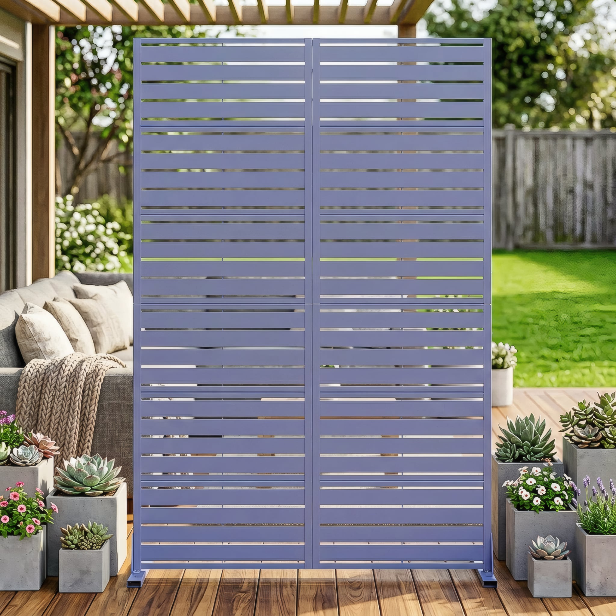 Misty Moon Anti Sun Exposure Outdoor Privacy Fence 72 x 47 Purple Steel ...