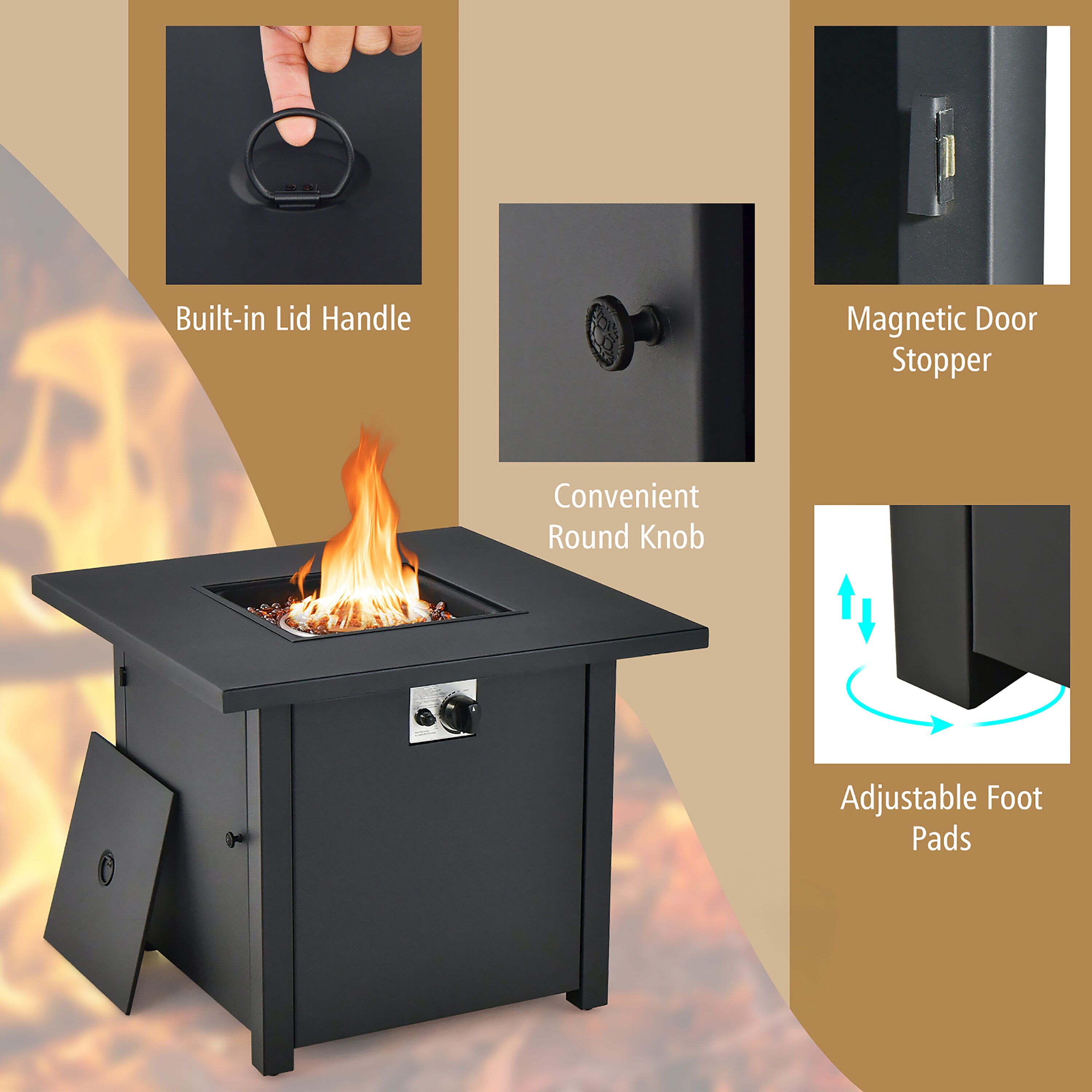 Goplus 32-in W 50000-BTU Black Steel Rectangle Tabletop Natural Gas ...