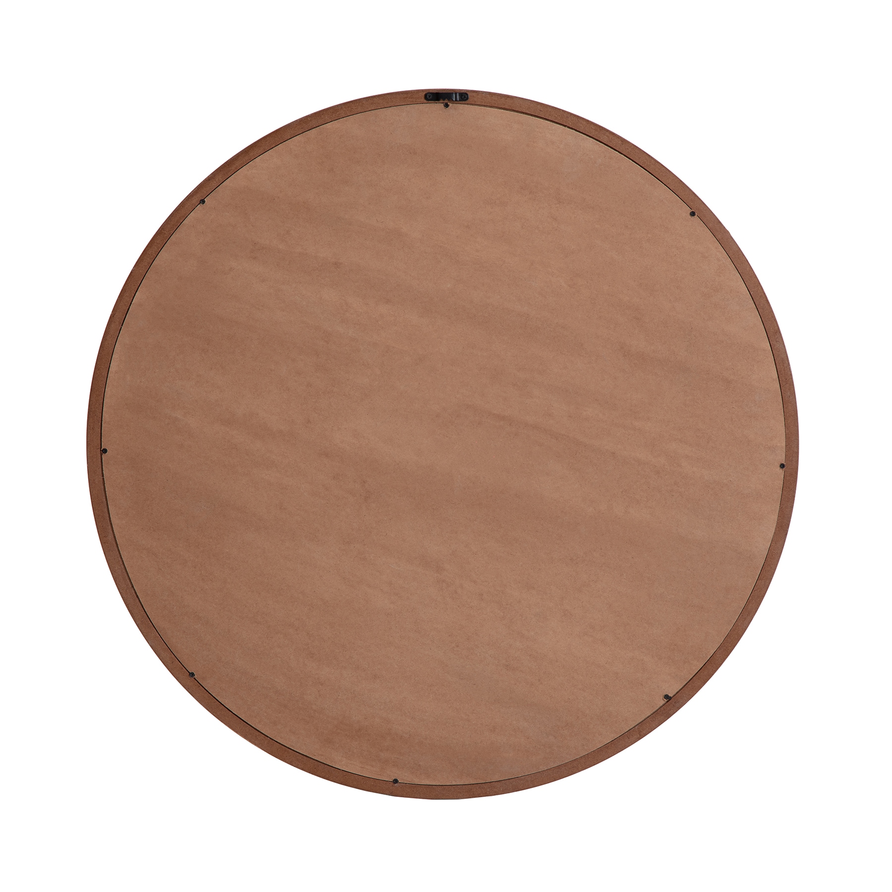 30-Inch Round Frameless Brown Wooden Wall Mirror