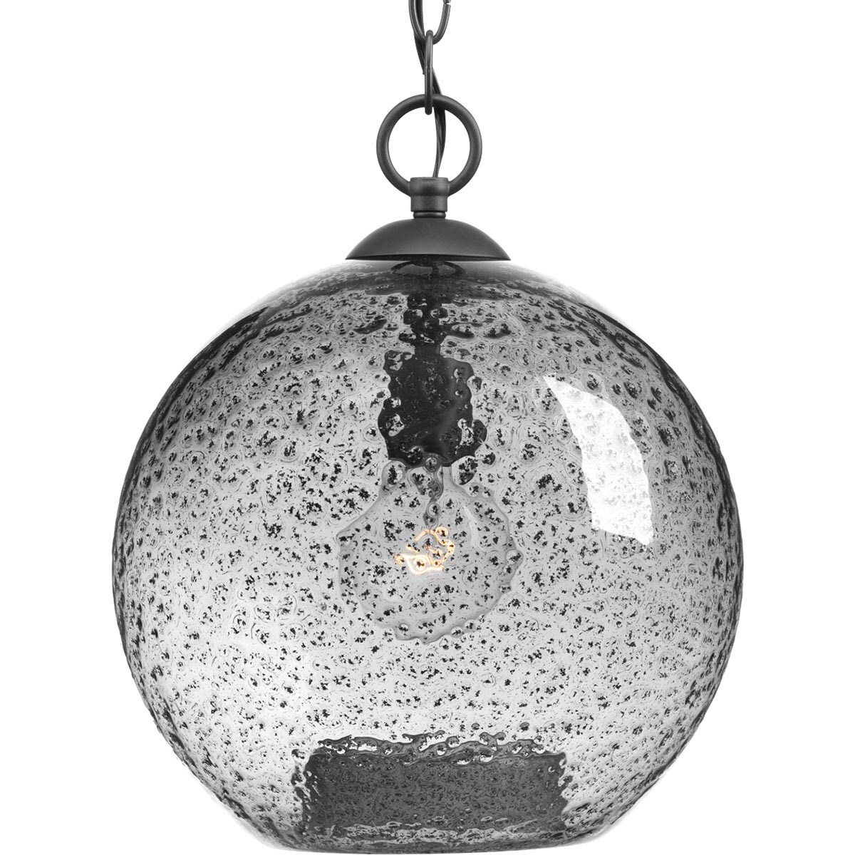 Progress Lighting P500063-143 Malbec Graphite Transitional Textured Glass Globe Hanging Pendant Light