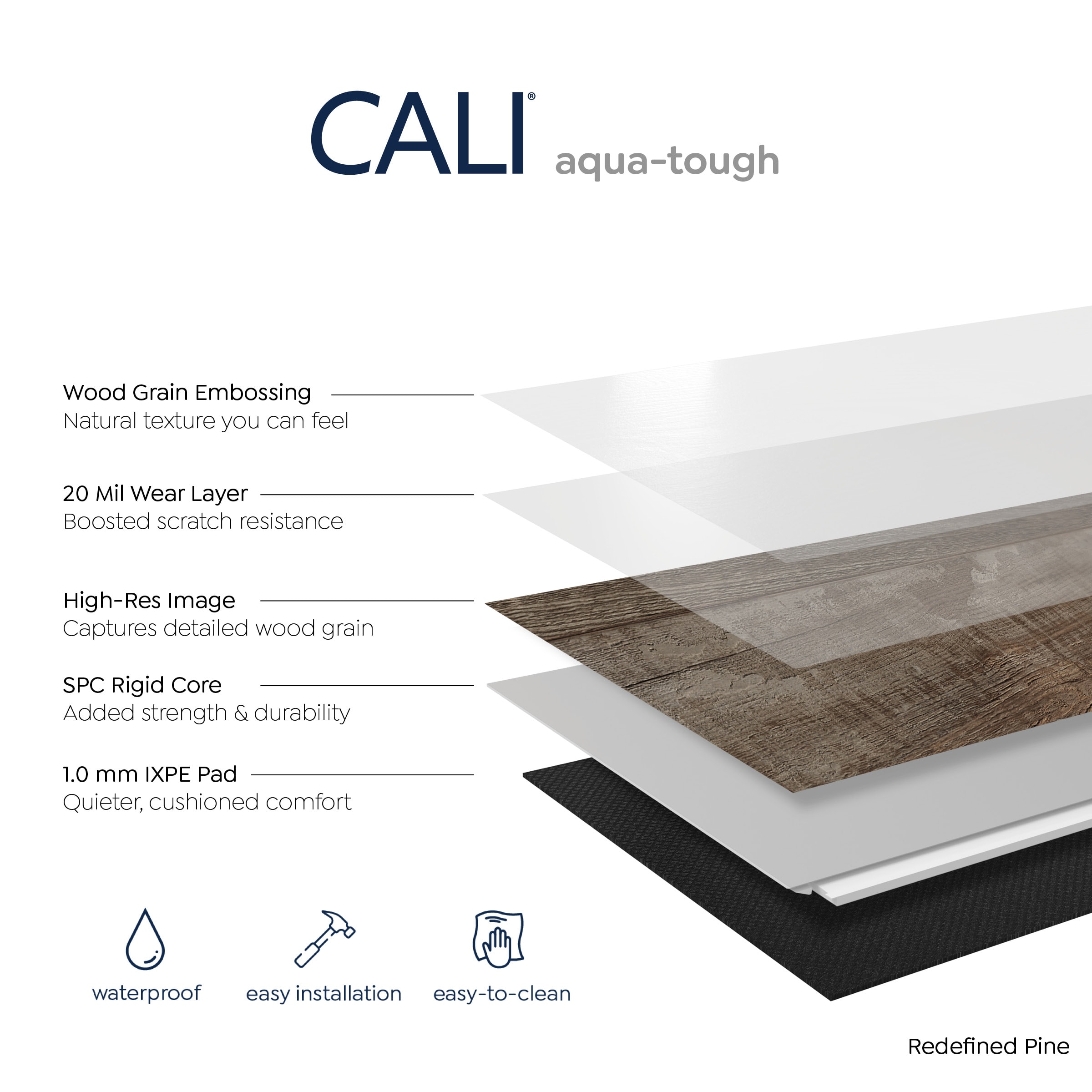 CALI Aqua Tough Redefined Pine Brown 20-mil x 7-3/32-in W x 48-in 