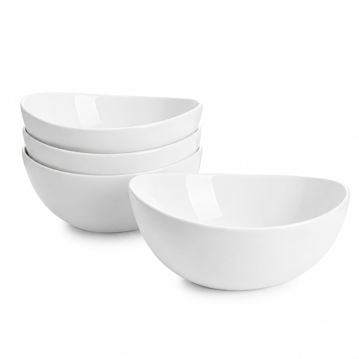 Aoibox  8 1 in 42 fl oz White Porcelain Serving Bowls with Curved Design Set of 4 Serving Bowls