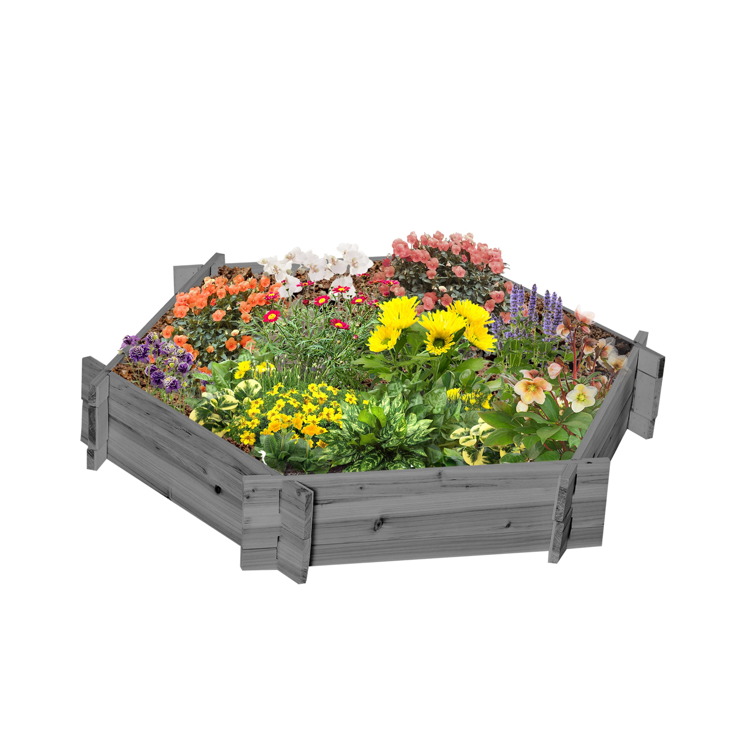 AHIOU HOME ZAAHG-P174429GB 4-cu ft 36.25-in W x 39.25-in L x 6.25-in H Gray Wood Raised Garden Bed