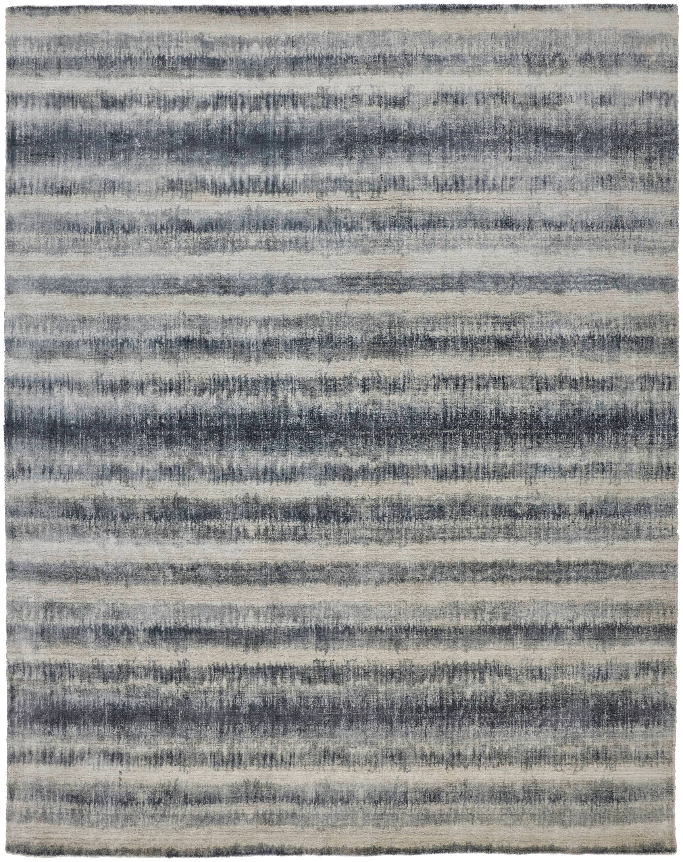 Room Envy MKYR8824NVY000P00 2 x 3 (ft) Loomed Wool Ivory/Blue Rectangular Indoor Stripe Area rug