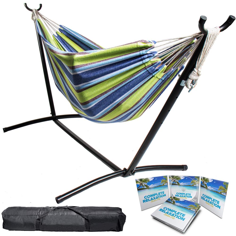 Backyard Expressions 914920 Fabric Hammock with Stand