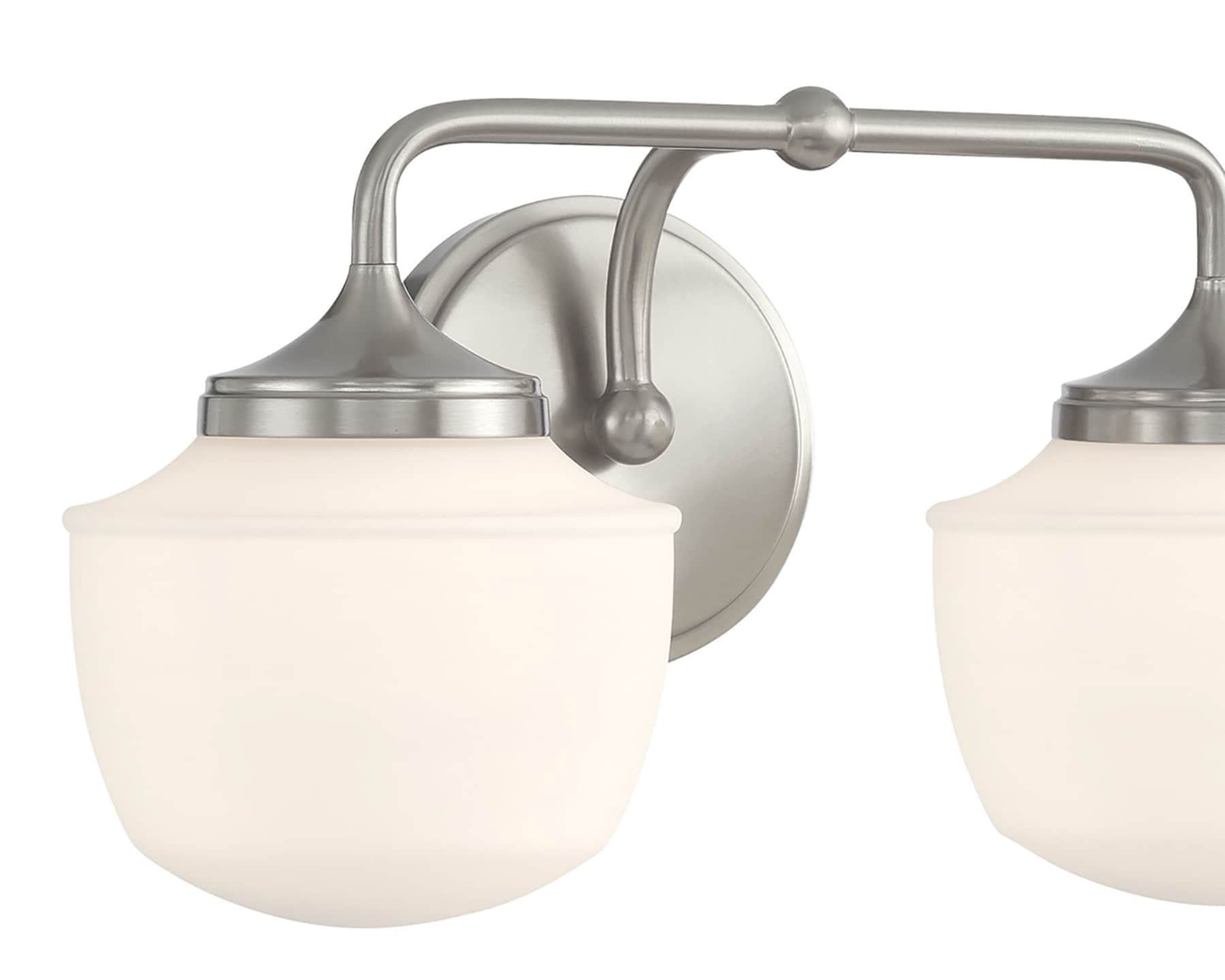 Cornwell Brushed Nickel and Opal Glass 2-Light Bath Vanity