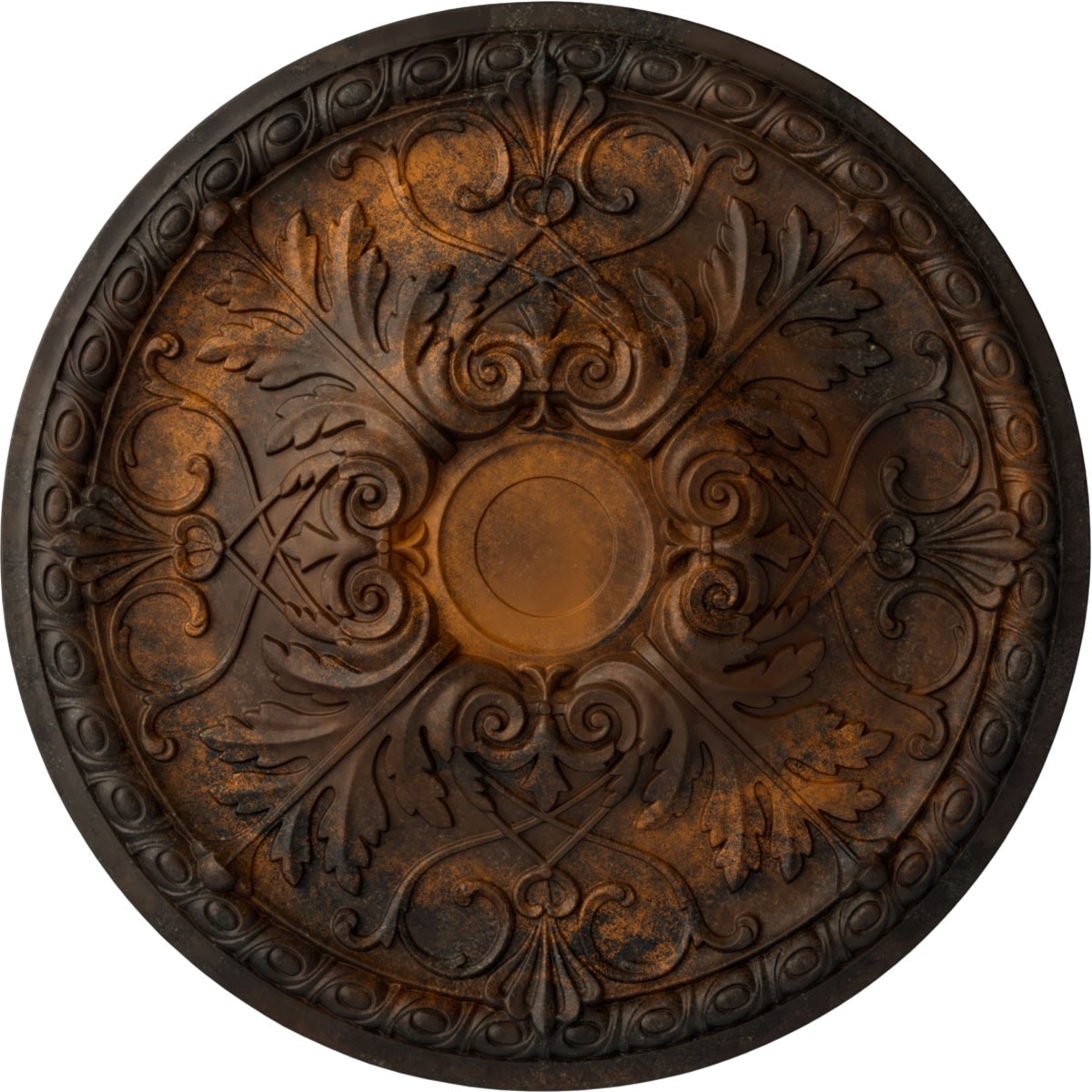 Ekena Millwork CM32TNRUS Tristan 32.375-in W x 32.375-in L Painted Rust Polyurethane Whole Ceiling Medallion