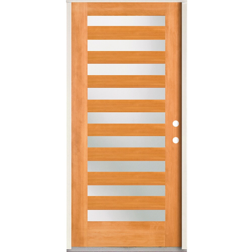 SIMPSON LO1000212 36-in x 80-in x Wood Full lite Left-hand inswing Brown Unfinished Prehung Single door Front Door Solid core Clear glass