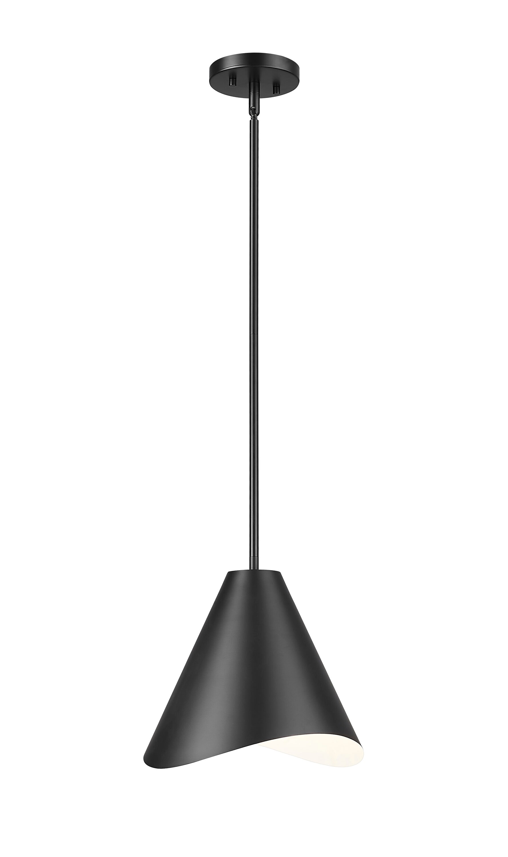 Z-Lite 1952P12-MB Aria 1 -Light Matte Black Transitional Geometric Hanging Pendant light