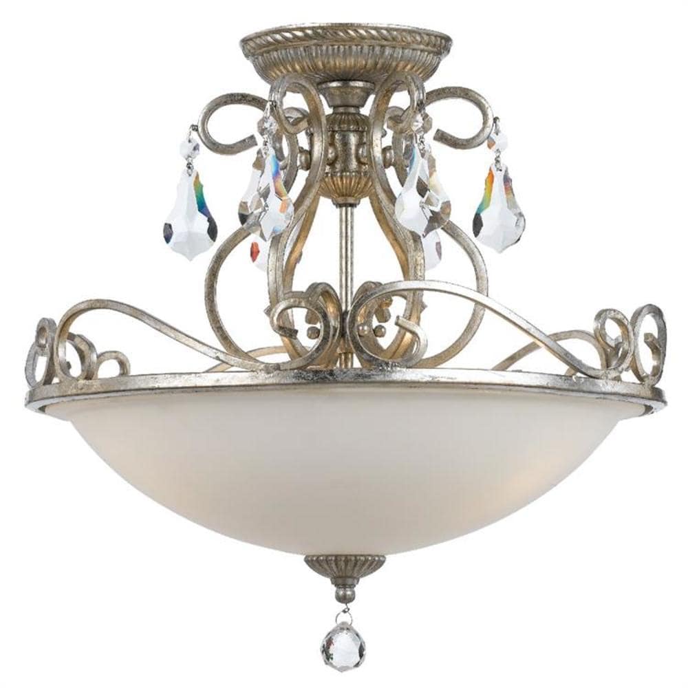 Crystorama 5010-OS-CL-MWP Ashton 3 -Light 16.5-in Brushed Steel Flush Mount Light