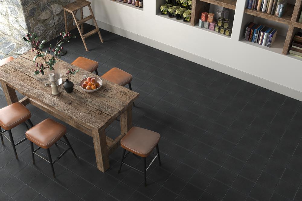 FLOORS 2000 Black 8-in x 8-in Glazed Porcelain Encaustic Floor Tile at ...