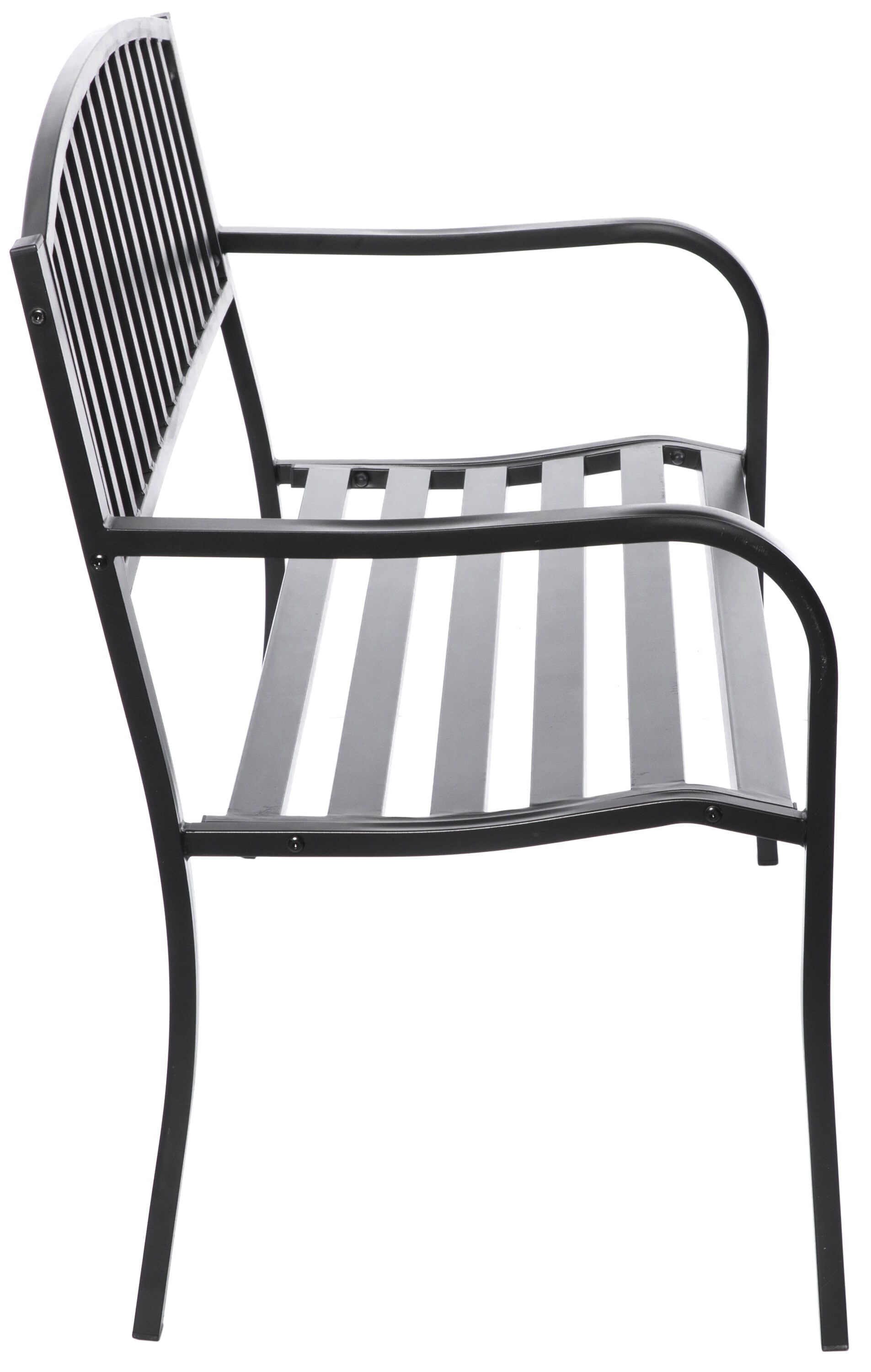 Black Steel Garden Bench with Cast Iron Frame, 52"