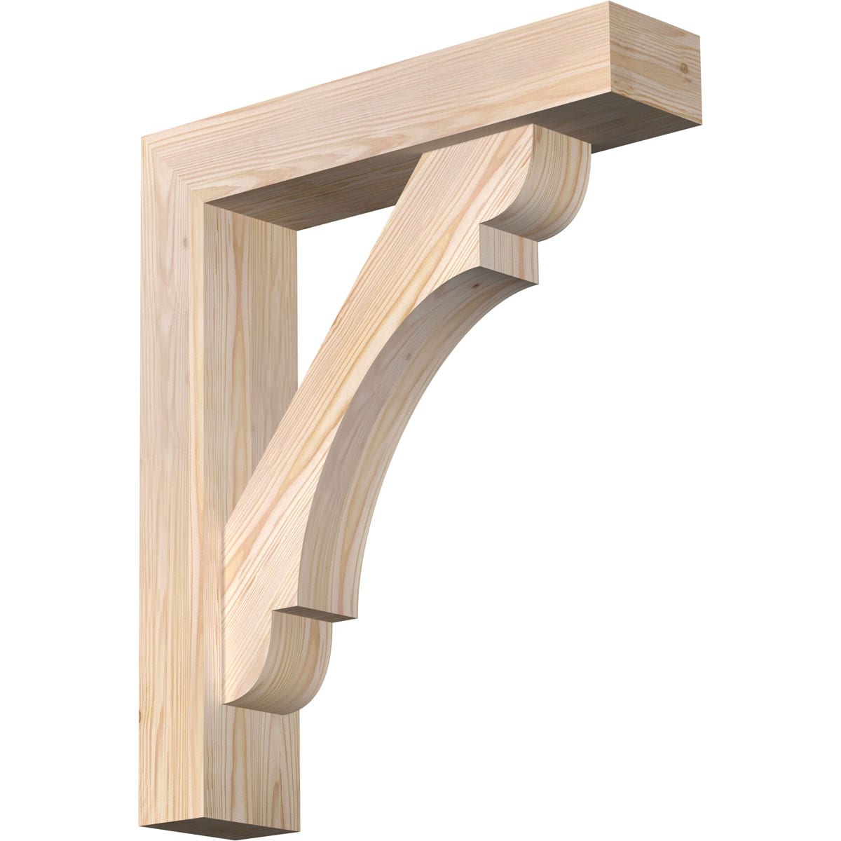 Ekena Millwork 1463746 Olympic Block Smooth Bracket with Offset Brace 5-1/2-in x 24-in x 28-in Douglas fir Brown Wood Standard bracket