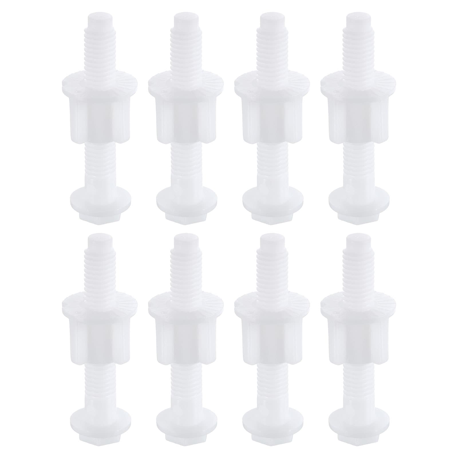 Unique Bargains - 8pcs Toilet Seat Hinges Screws White Universal Plastic Toilet Seat Hinge Bolt S...