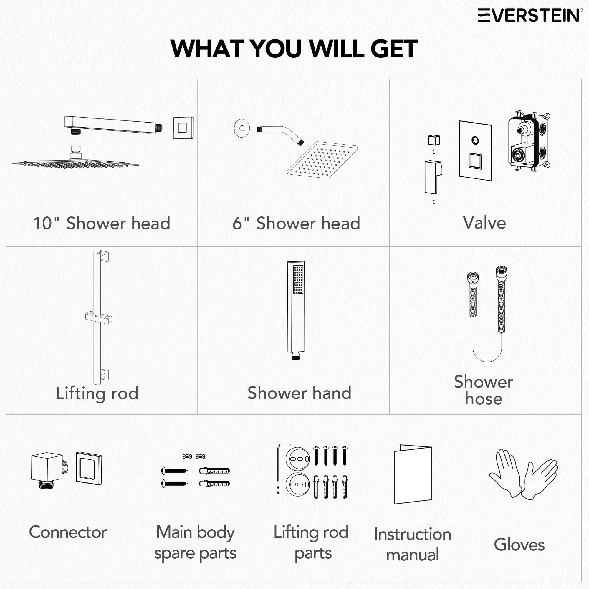 EVERSTEIN SFS-1059-CH10 Showerhead-Bar-Panels - View #12