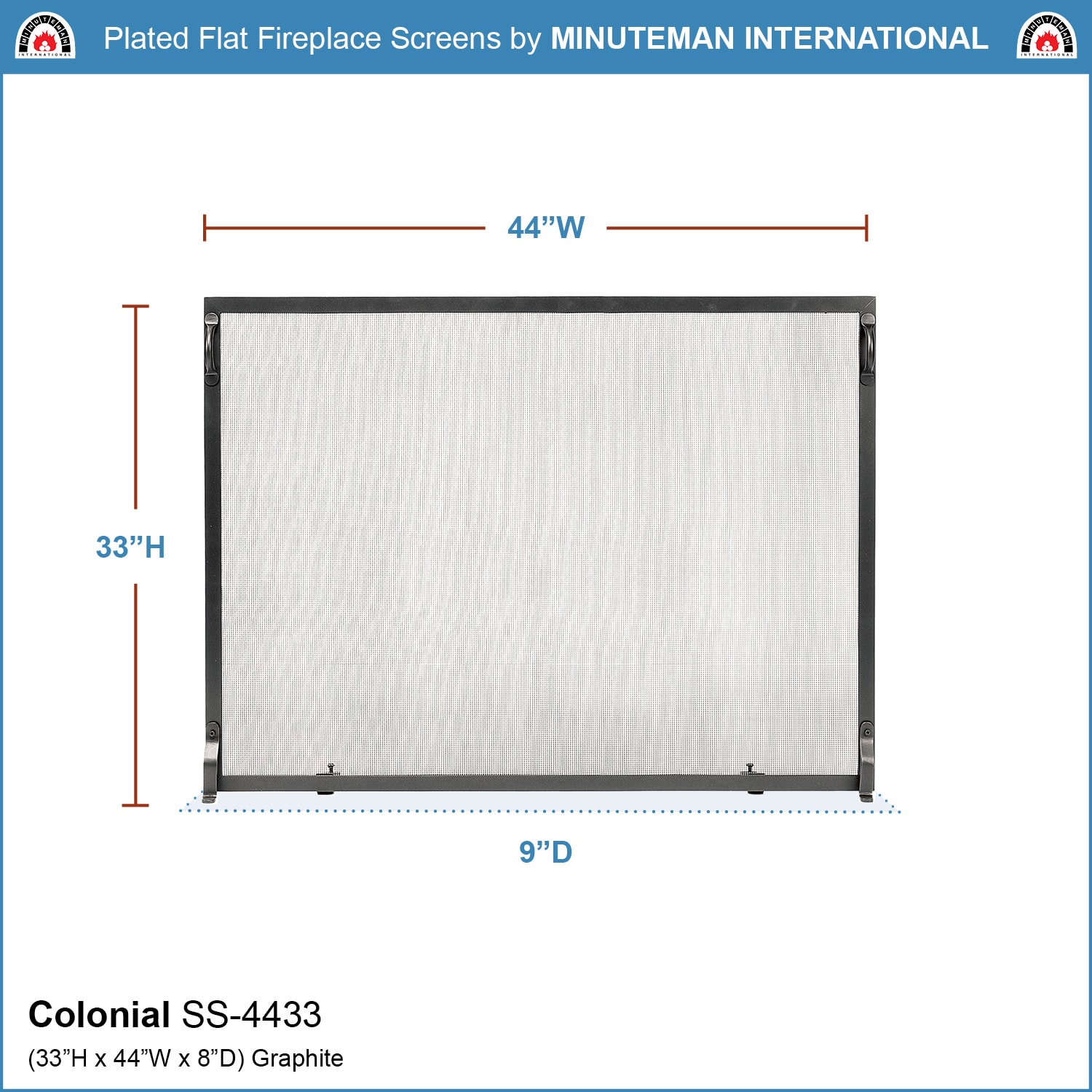 Minuteman International 5-in Graphite Iron 1-Panel Flat Fireplace Screen SS-4433 Sansujyuku sansujyuku.com