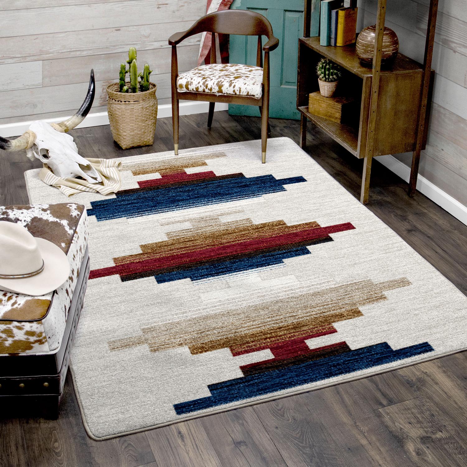 American Dakota 0540SWT200 4 x 5 (ft) Tufted Nylon Multi Rectangular Indoor Distressed/Overdyed Vintage Area rug