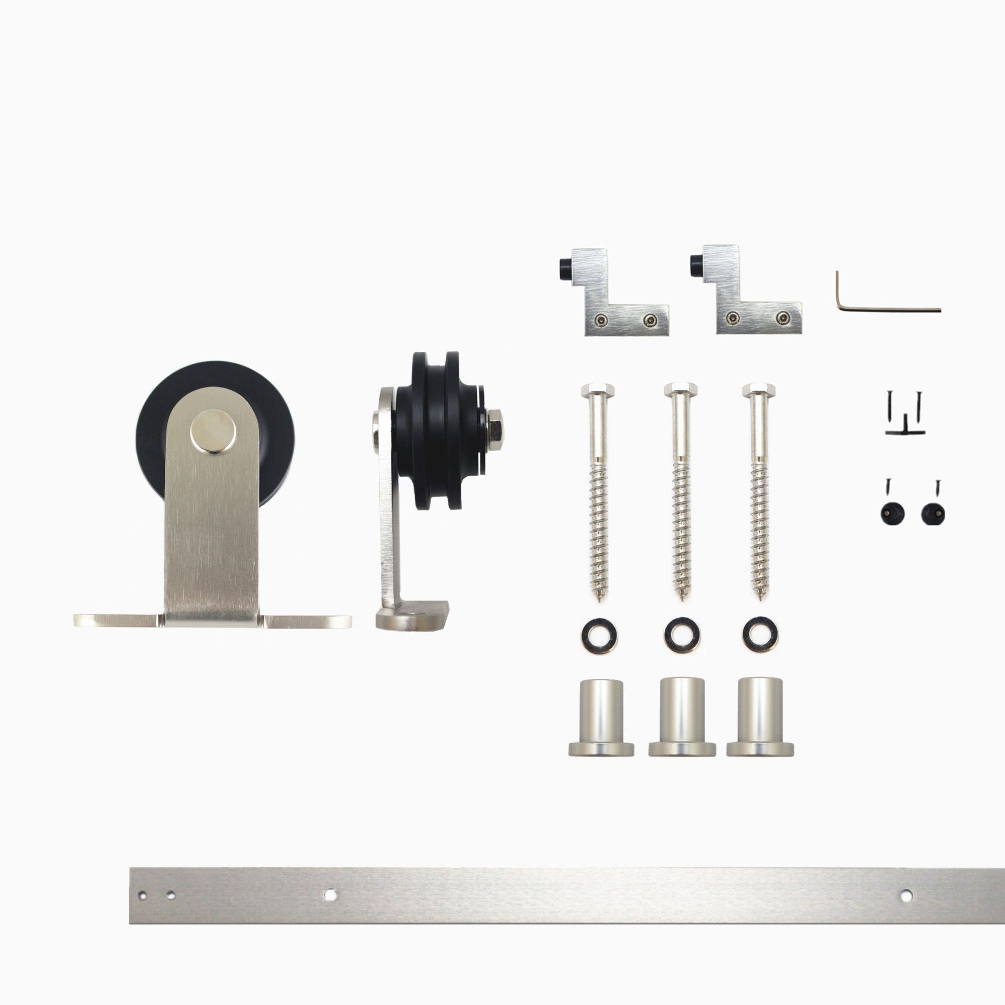 HOMACER DZ1DNZ048C 48-in Brushed Brushed Nickel Indoor Top mount Single Barn door hardware kit
