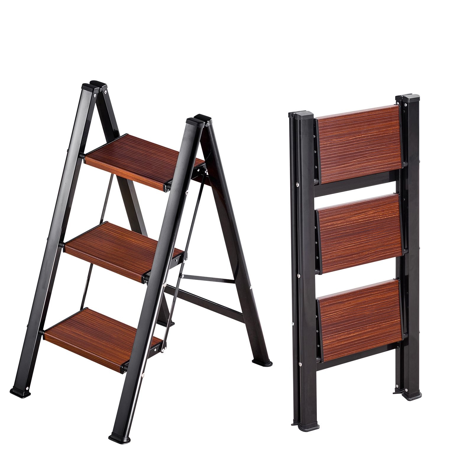 SPACELEAD 3-Step Folding Step Stool with Wide Anti-Slip Pedal Comfort Handgrip and 330 lb Capacity Lightweight Portable Aluminum Frame for Adults Home Repair and Cleaning