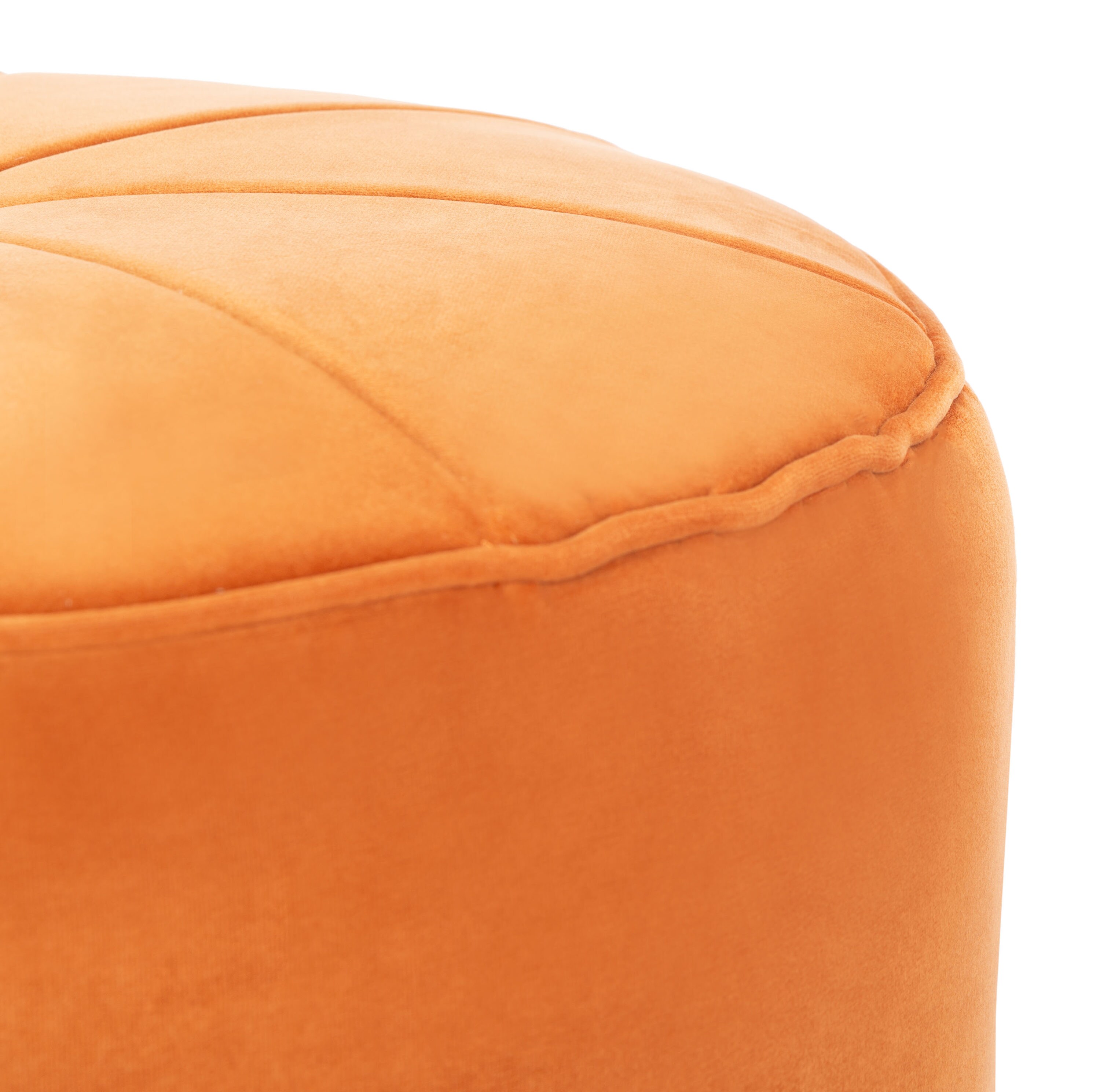 Warm Orange Velvet 21" Round Storage Ottoman