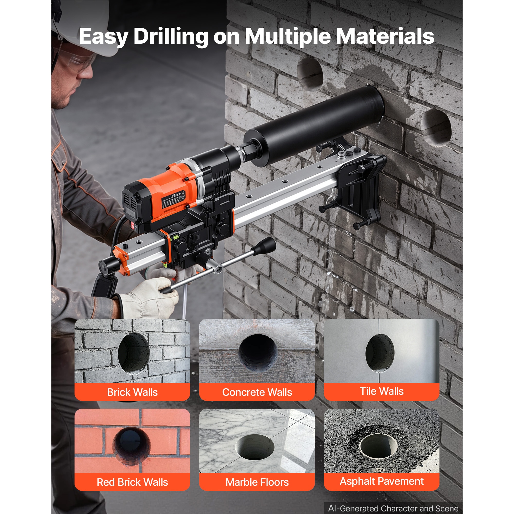 VEVOR Diamond Core Drilling Machine Dry and Wet 0.8in-8in Drilling ...