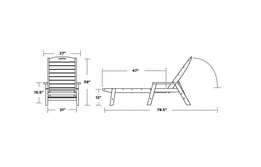 POLYWOOD Nautical White Hdpe Frame Stationary Chaise Lounge Chair with ...