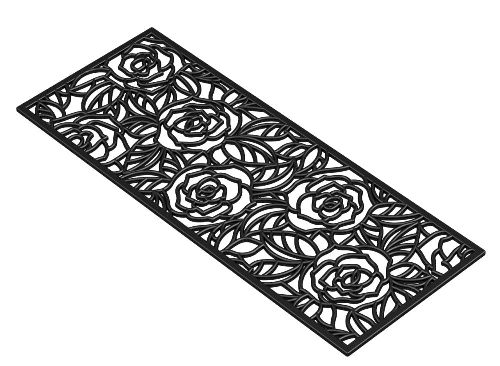 Black Rose Rubber Non-Slip Rectangular Indoor/Outdoor Doormat
