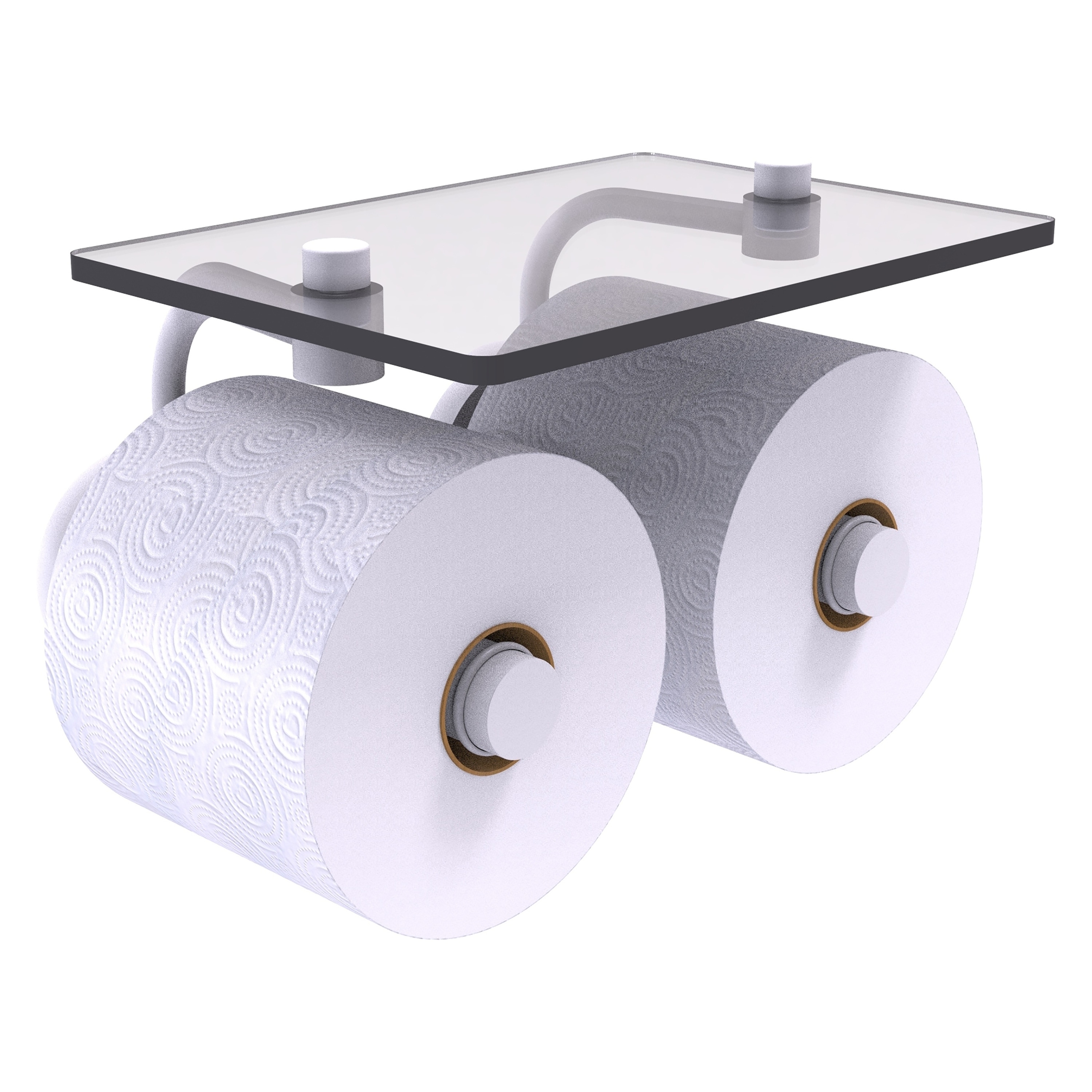 Allied Brass P1000-24-2S-WHM Prestige Skyline Matte White Wall mount Double post Toilet Paper Holder 2 -Rolls with Storage
