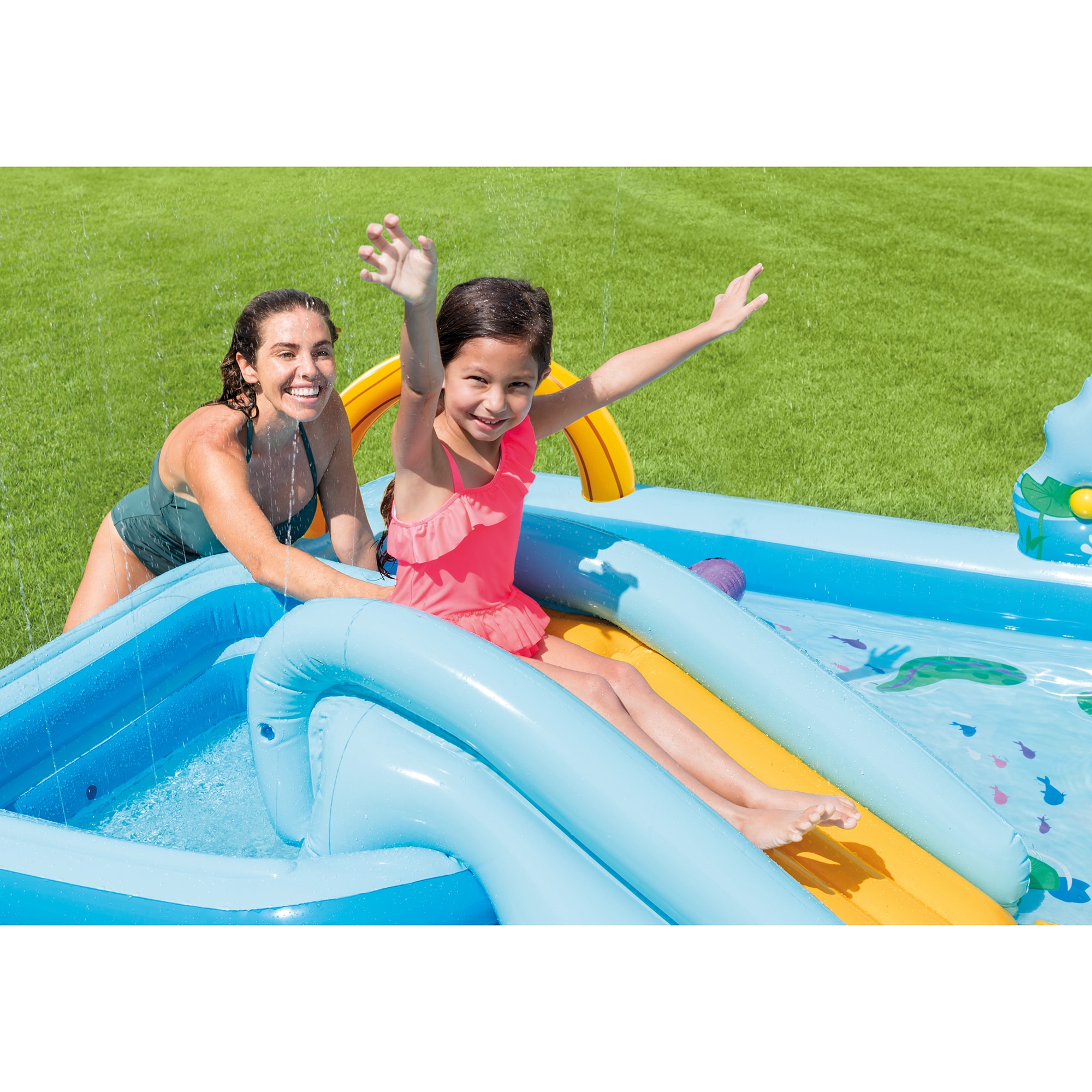 Intex Jungle Inflatable Swimming Pool Play Center Slide Sprayer Kid 7 X 6 X 4 FT 