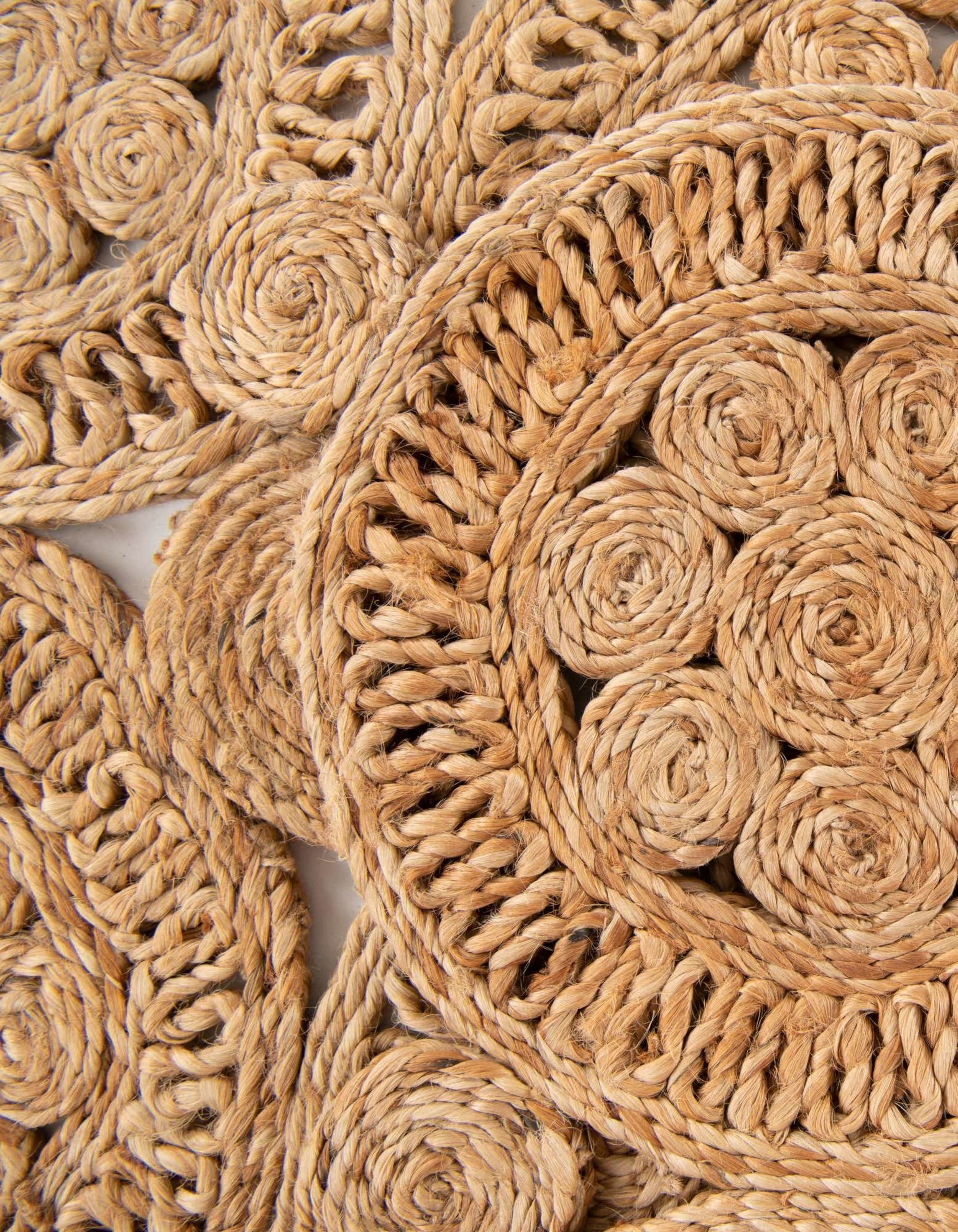 Handmade Braided Jute Square Rug in Natural Brown