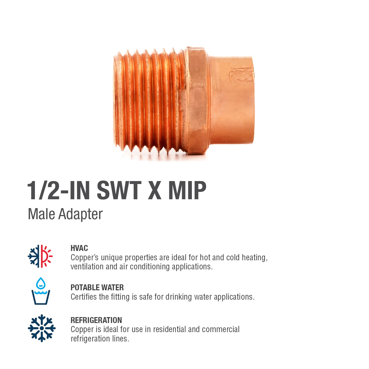 Streamline 1/2-in SWT x 1/2-in MIP Copper Male Adapter