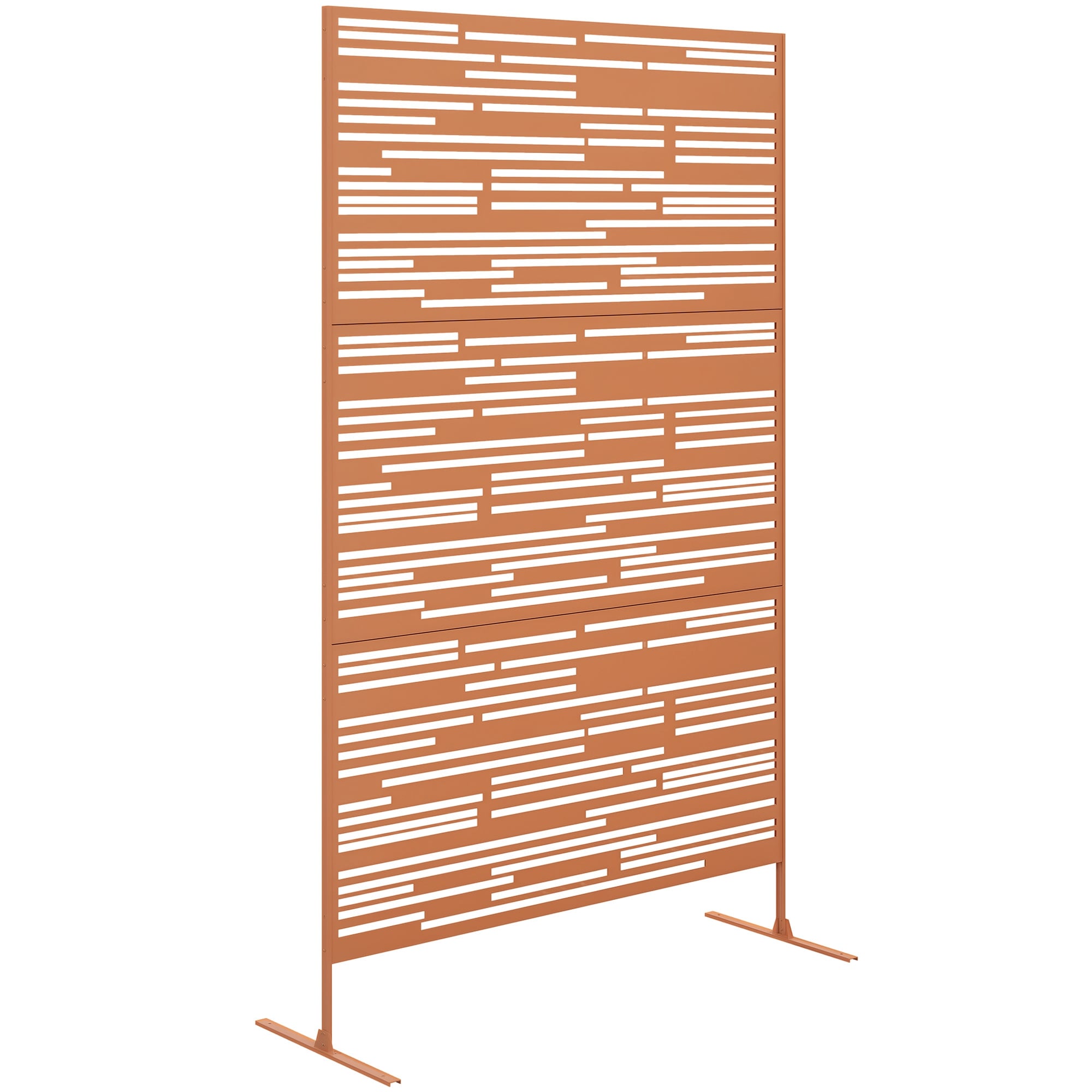 Outsunny  Metal Outdoor Privacy Screen 78inch H x 48inch W Decorative Privacy Fence Screen Brown
