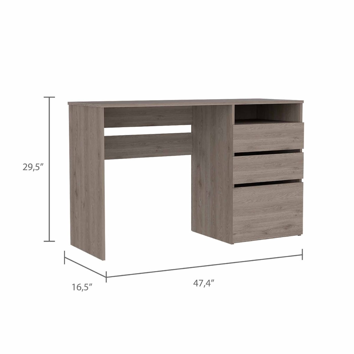 HomeRoots 4000403806 Echo Light Gray Computer Desk with Three Drawers
