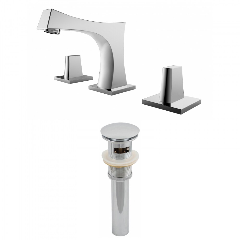 American Imaginations AI-1993 Chrome 2-handle Widespread WaterSense Mid-arc Bathroom Sink Faucet with Drain