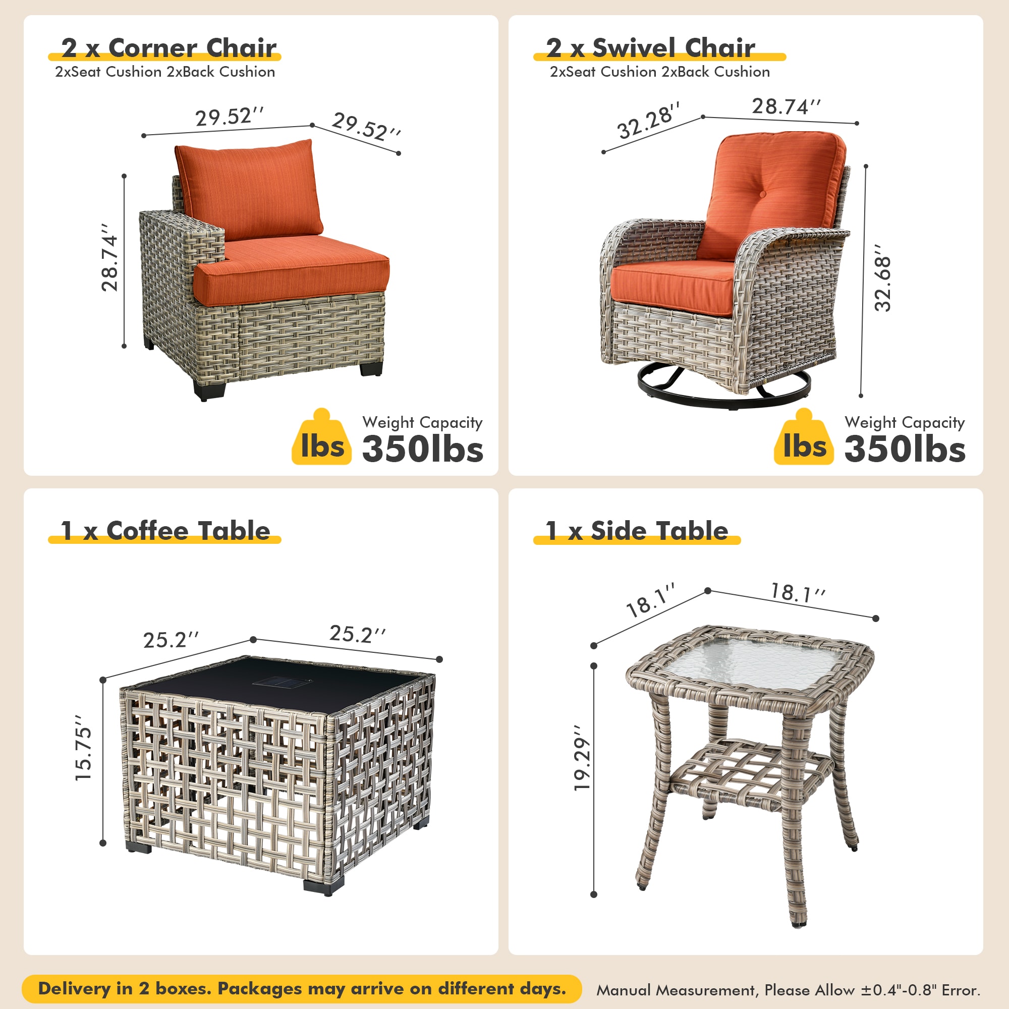 XIZZI XITBS8062-VNC Patio-Conversation-Sets - View #7