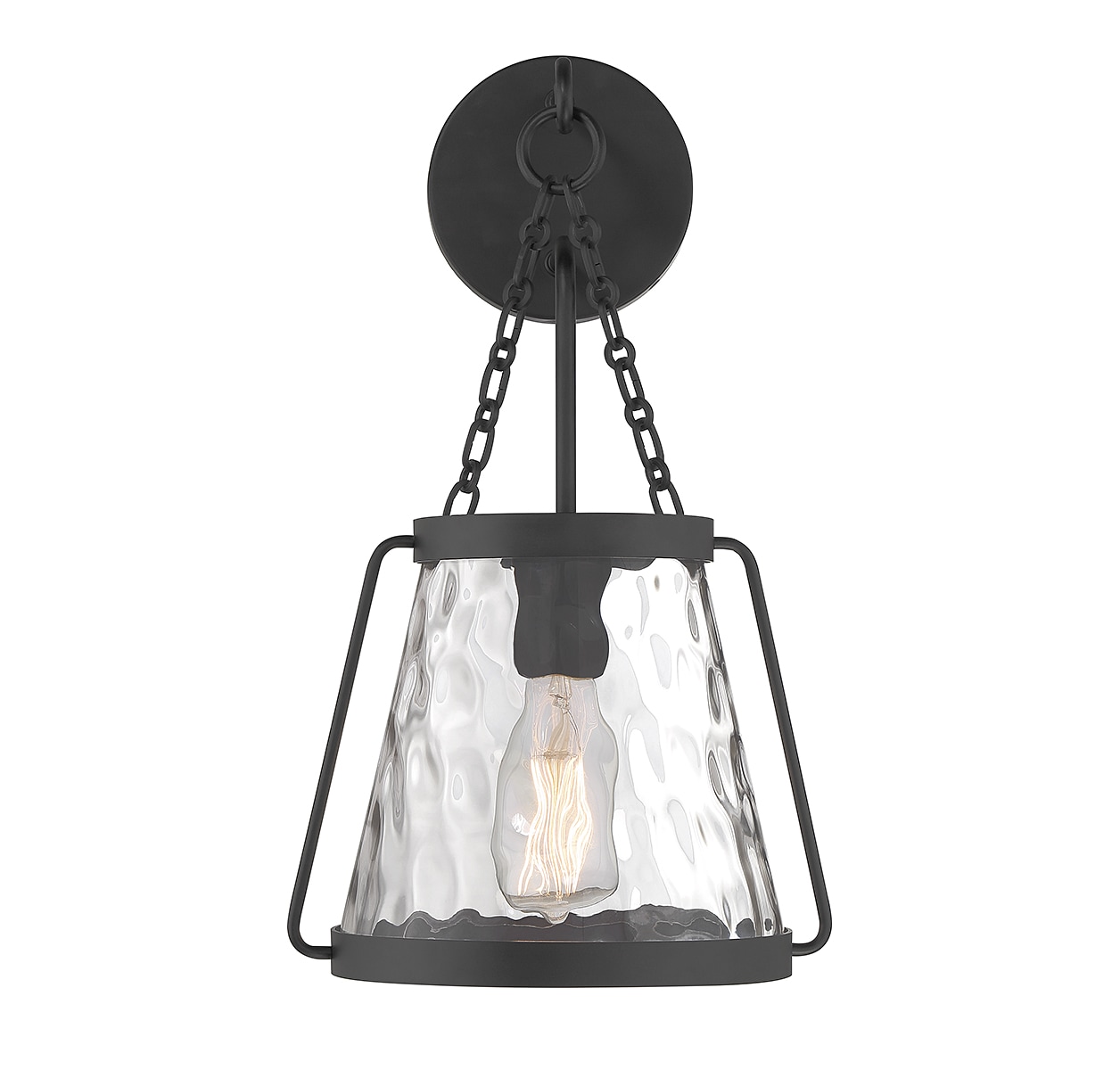 Matte Black Glass Shade Dimmable Wall Sconce