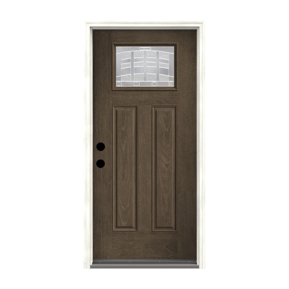 Therma-Tru Benchmark Doors Emerson 36-in x 80-in Fiberglass Craftsman Right-Hand Inswing Gray Ash Stained Prehung Single Front Door with Brickmould -  TTB643606SOS