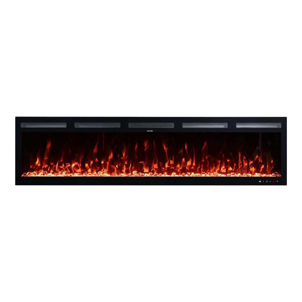 Modern Ember ME-VIB-72 72-Inches W Vibrance Black Wall mount Fan-forced Wall-mount Electric Fireplace with Remote Control Included