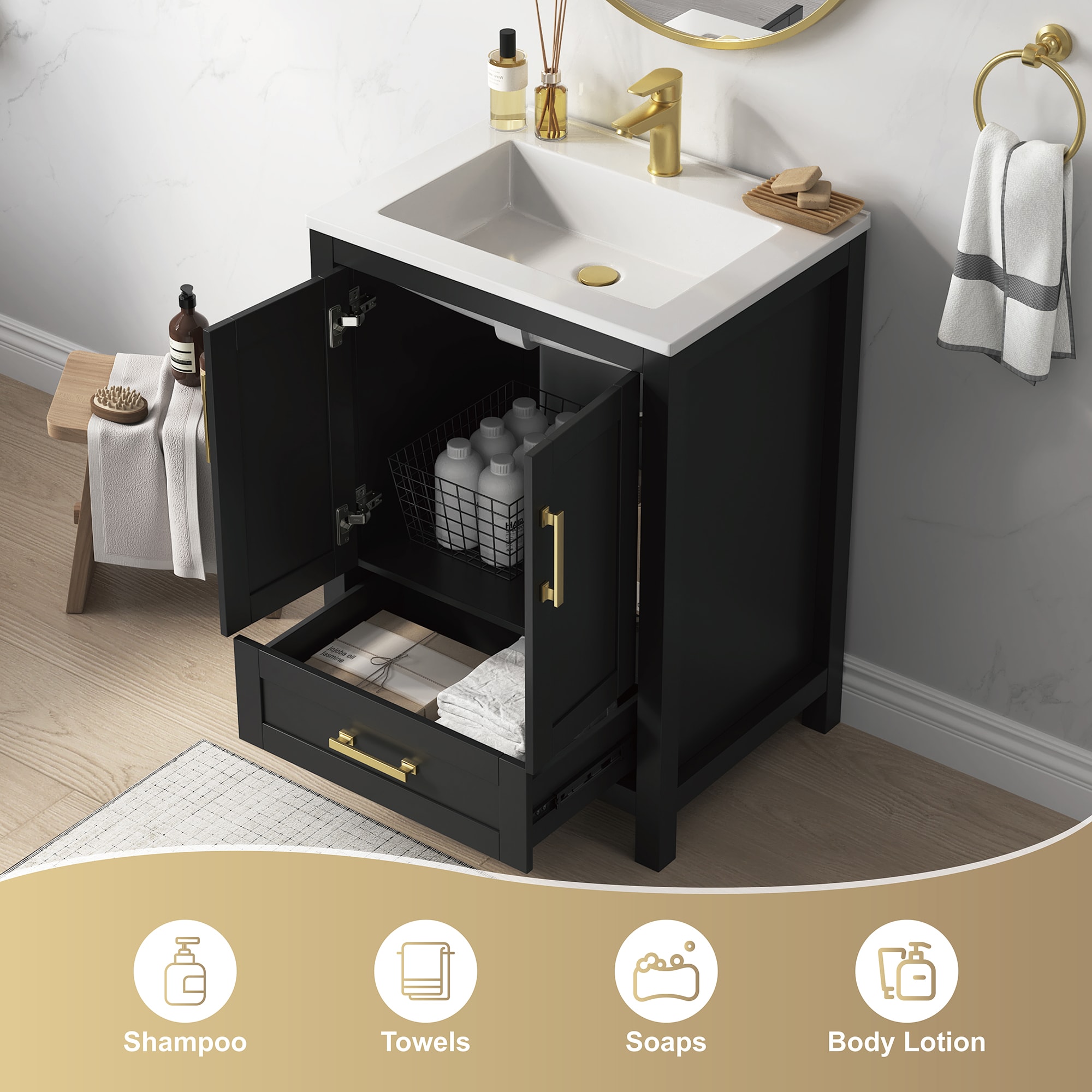 DELUXE LIVING V24033KD-24BK Bath-Vanity-Combo - View #7