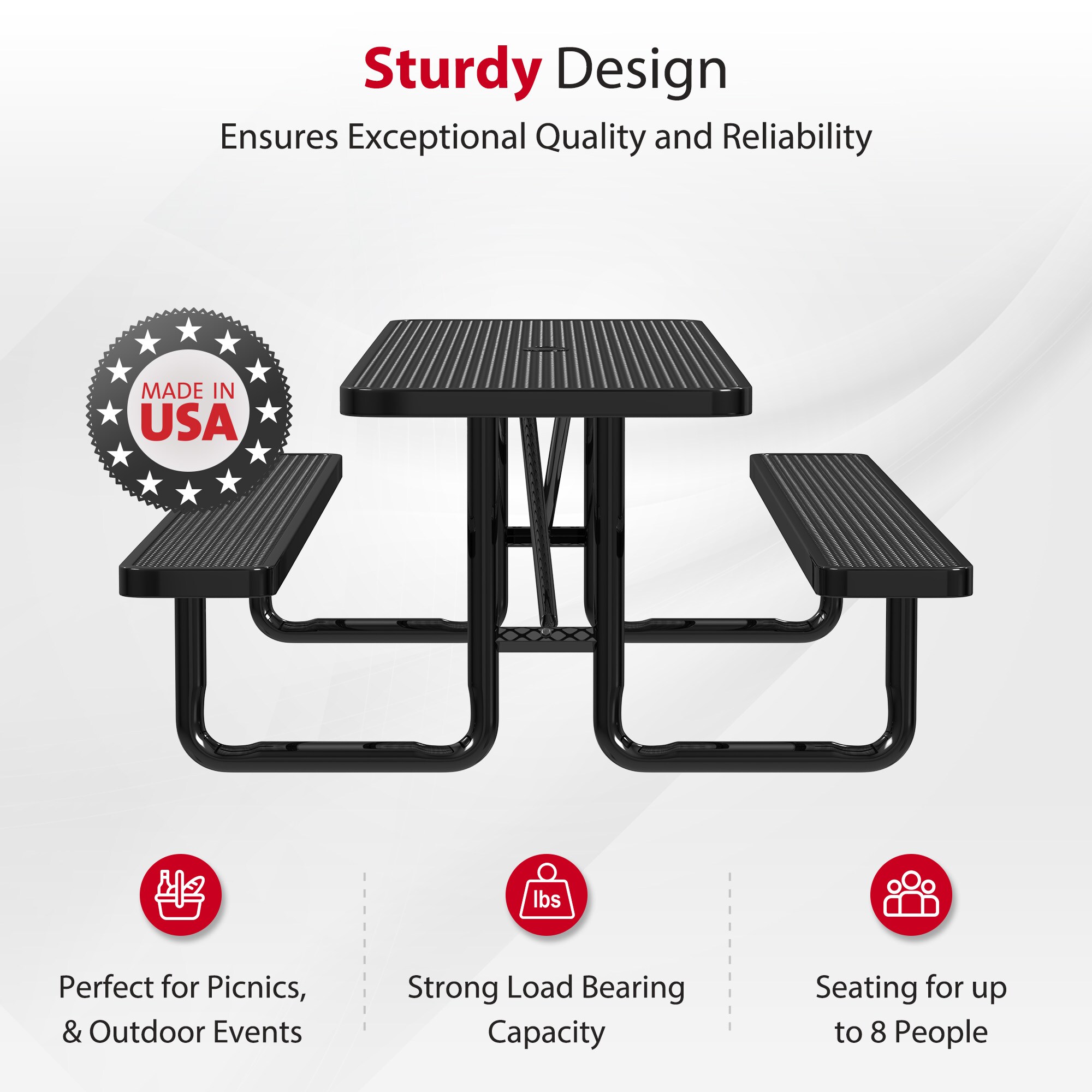 LeisureCraft T8XPP-BLACK Picnic-Tables - View #3