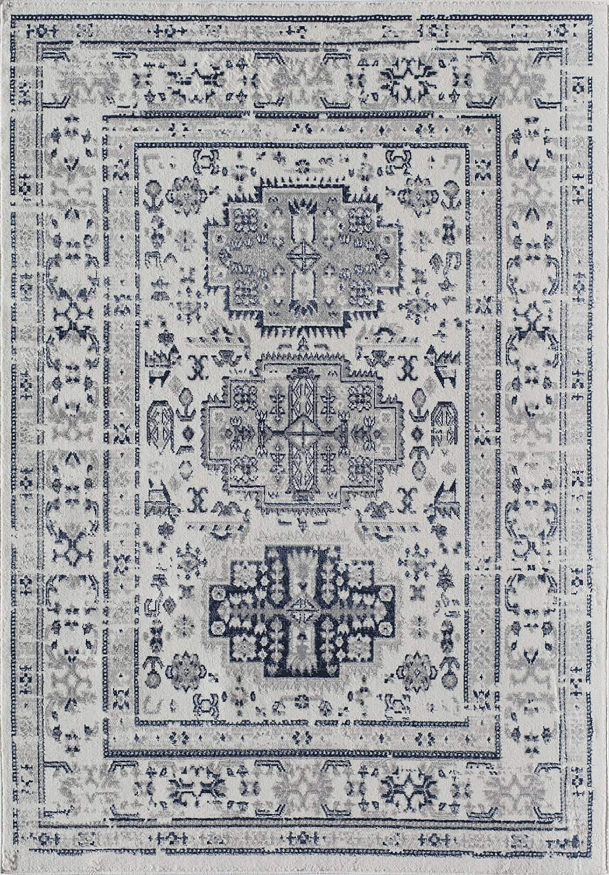 Glacial Sundara Blue and White Floral Synthetic 5' x 7' Area Rug