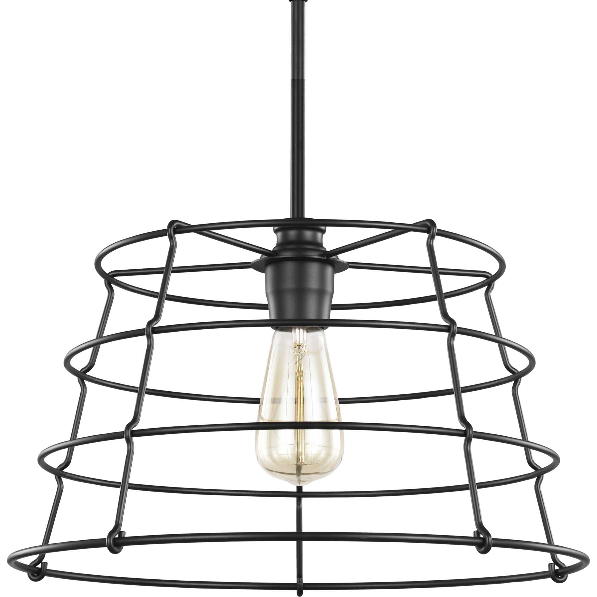 Progress Lighting P500282-031 Chambers Matte Black Farmhouse Cone Medium Hanging Pendant light