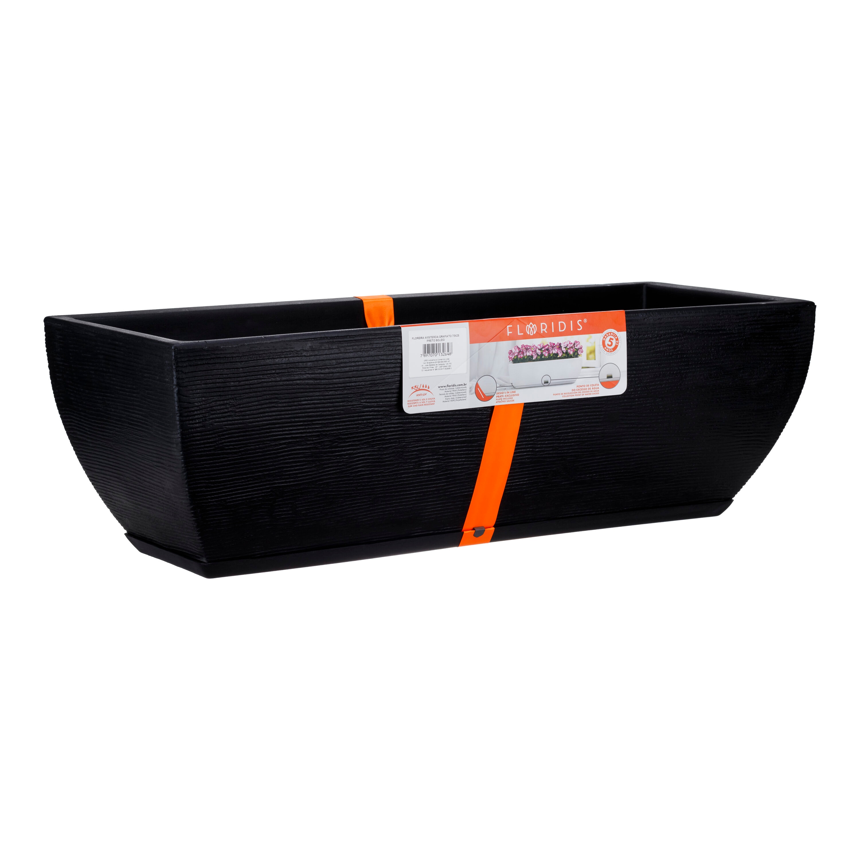 FLORIDIS 10160419 39.4-in W x 39.4-in L Black HDPE Indoor/Outdoor Planter