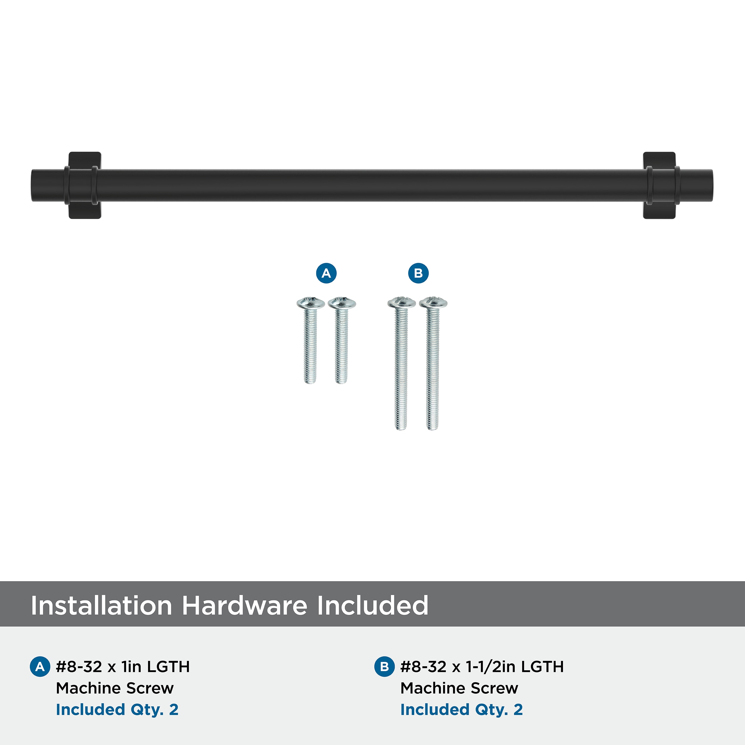 Matte Black 8-13/16 inch Modern Industrial Cabinet Pull