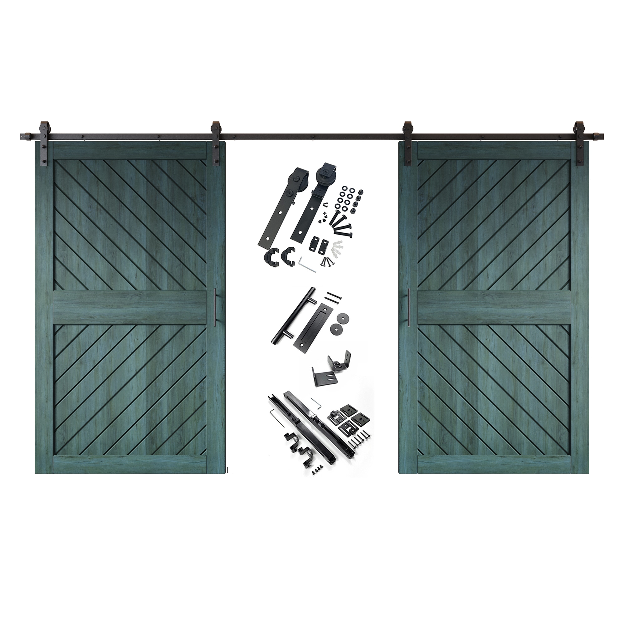 HOMACER YT2H216C-XT4-5084-RP 50-in x 84-in Royal Pine Prefinished Non-standard Pine Wood Solid core Double Barn Door (Hardware Included)