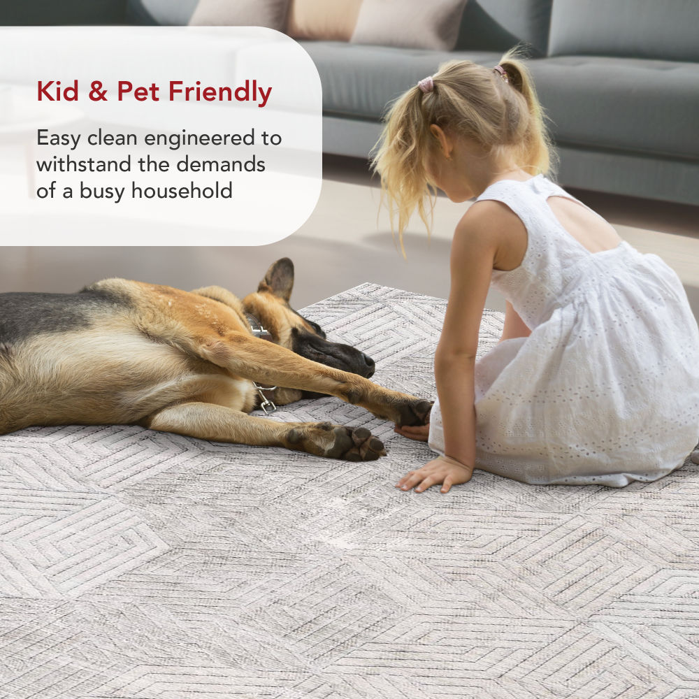 Adeline Gray Geometric Viscose 4' x 6' Washable Area Rug