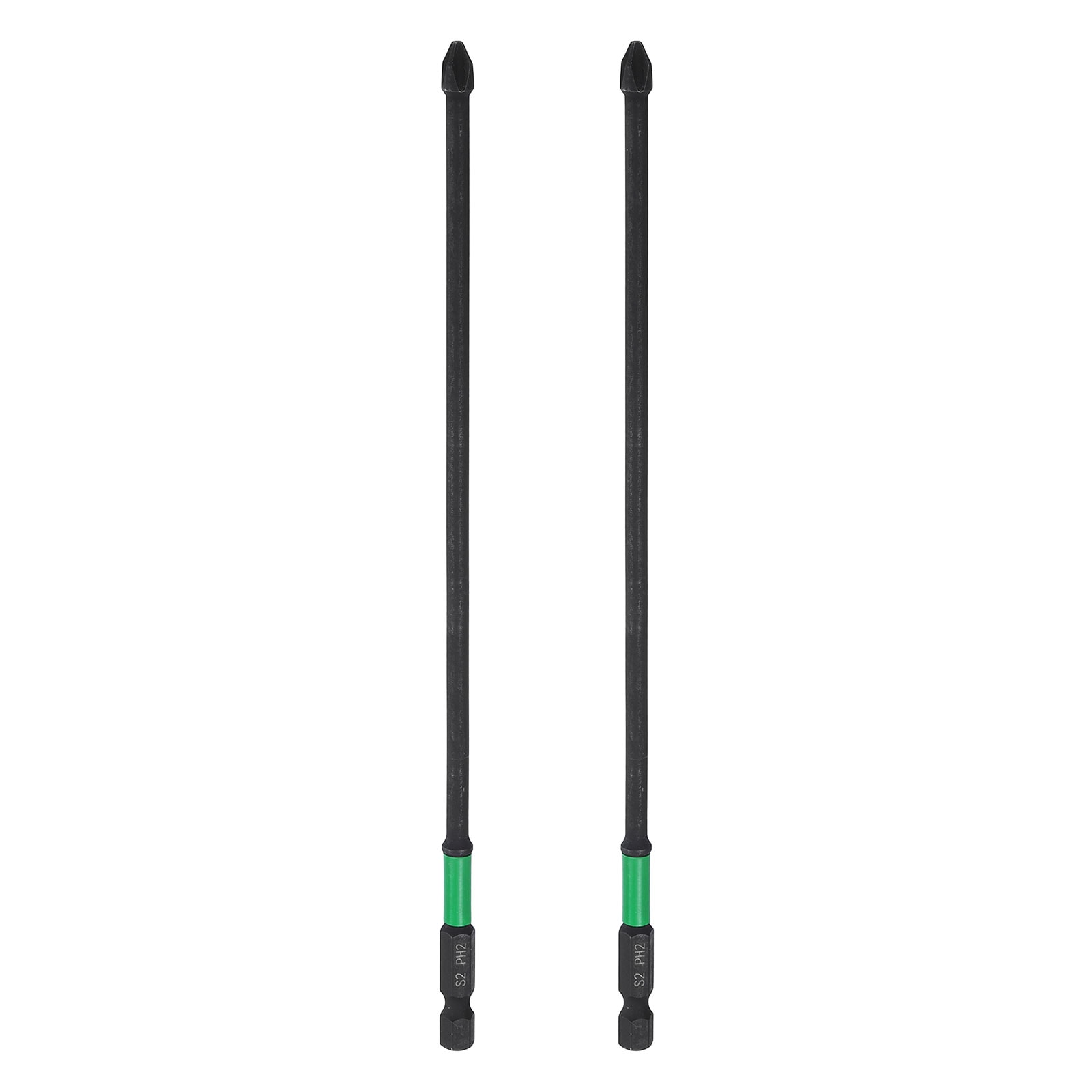 Harfington 2pcs #2 Impact Phillips Screwdriver Bit PH2 1/4 Inch Hex Shank 8 Inch (200mm) Long 0.16 Inch Rod Magnetic Cross Head Drill Bits S2 Steel Industrial Screw Driver for Impact Power Drivers #S26030900UX3186